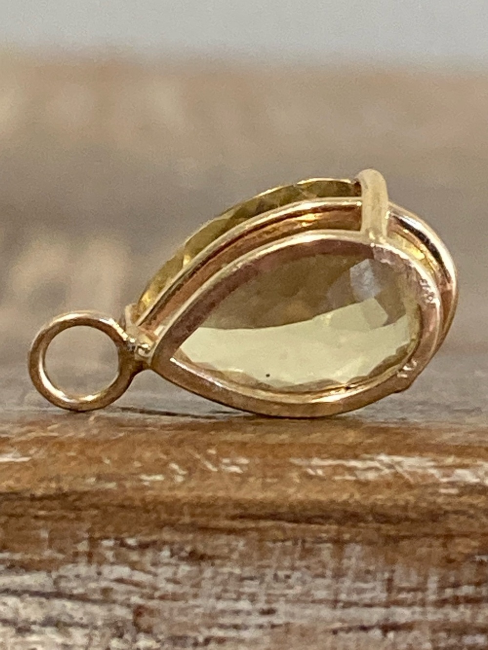 14K Gold Pendant with Yellow Pear-Cut Stone - Picture 6 of 17